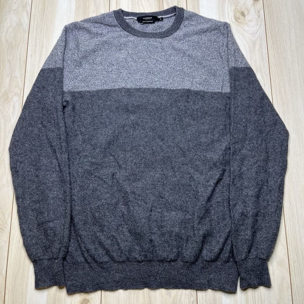 Kinross Lightweight 100% Cashmere Knit Sweatshirt Gray Mens Size Medium Pullover